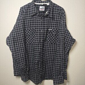 Cowboy Hardware Western Snap Shirt Mens 2XL Black Barbed Wire Print Y2K Rodeo